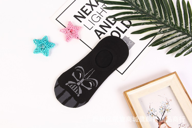 4 Pairs Star War Invisible No Show Socks Male Summer Cartoon Silicone Non Slip Socks